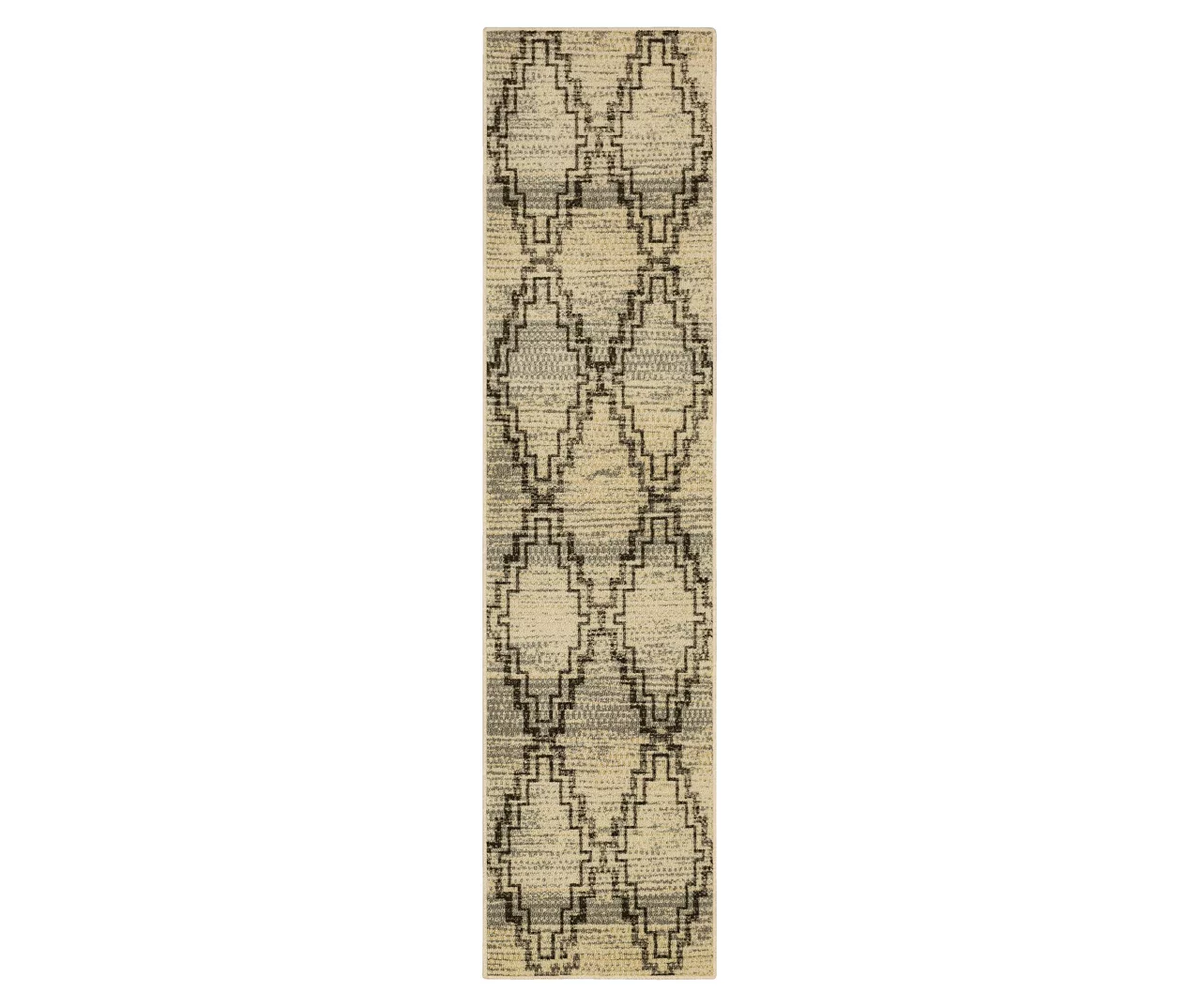 Ronson Gray & Beige Geometric Area Rug, (2' X 8') 3 Ronson Gray & Beige Geometric Area Rug, (2' X 8')