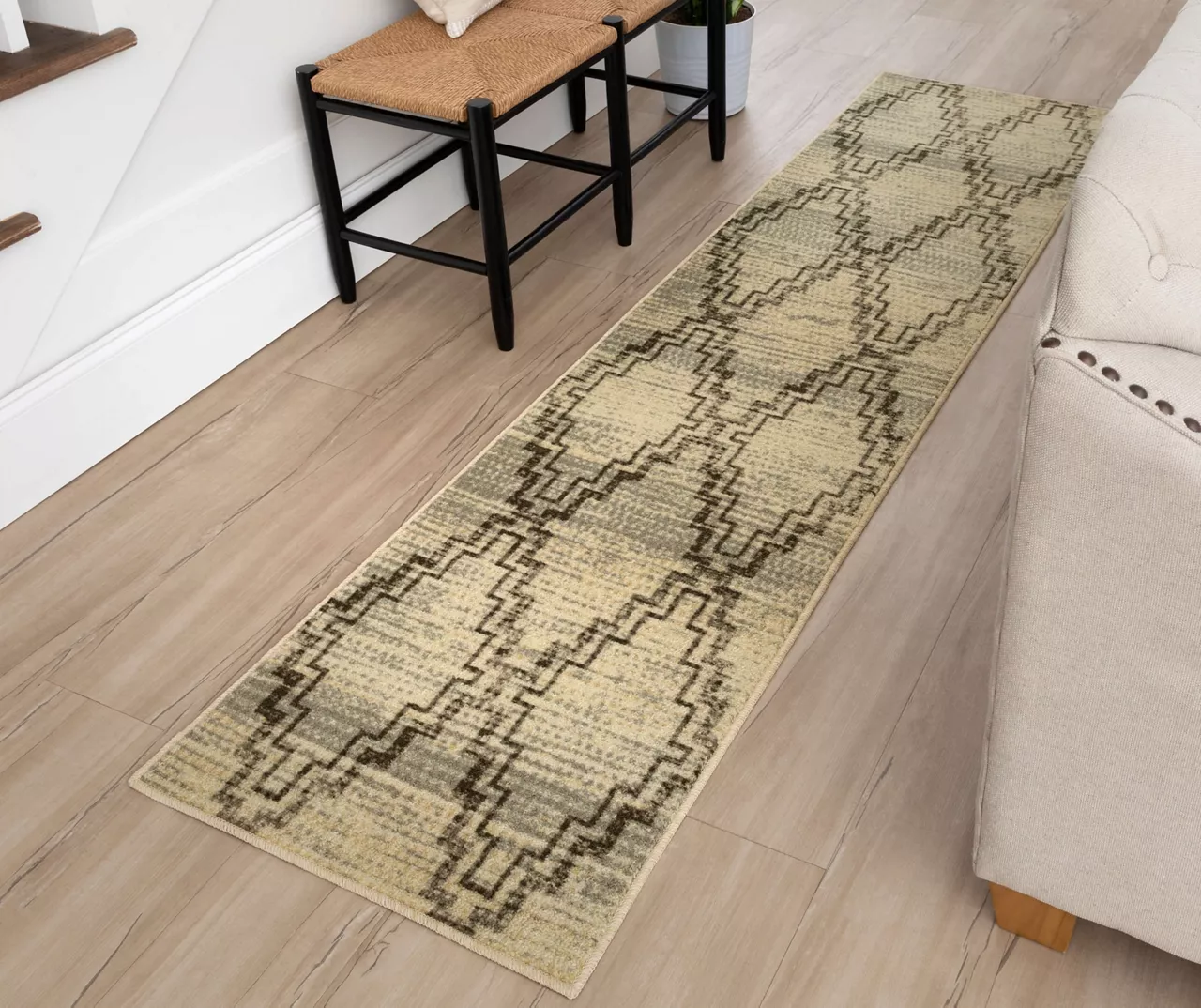 Ronson Gray & Beige Geometric Area Rug, (2' X 8') 7 Ronson Gray & Beige Geometric Area Rug, (2' X 8') - Image 5