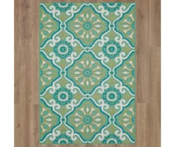 Waterside Teal & White Geometric Outdoor Area Rug, (5' 3" X 7.5') -DHP Sales Store 810600316 A0 2