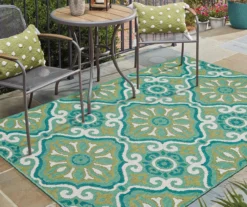 Waterside Teal & White Geometric Outdoor Area Rug, (5' 3" X 7.5') -DHP Sales Store 810600316 A0 3