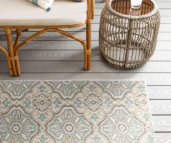 Waterside Light Gray & Turquoise Geometric Outdoor Area Rug, (2.5' X 6') -DHP Sales Store 810600322 A0 4