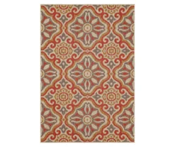 Waterside Rust & Tan Geometric Outdoor Area Rug, (8' X 10')