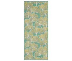 Treasured Garden Lime Green & Turquoise Botanical Outdoor Area Rug, (2.5' X 6')