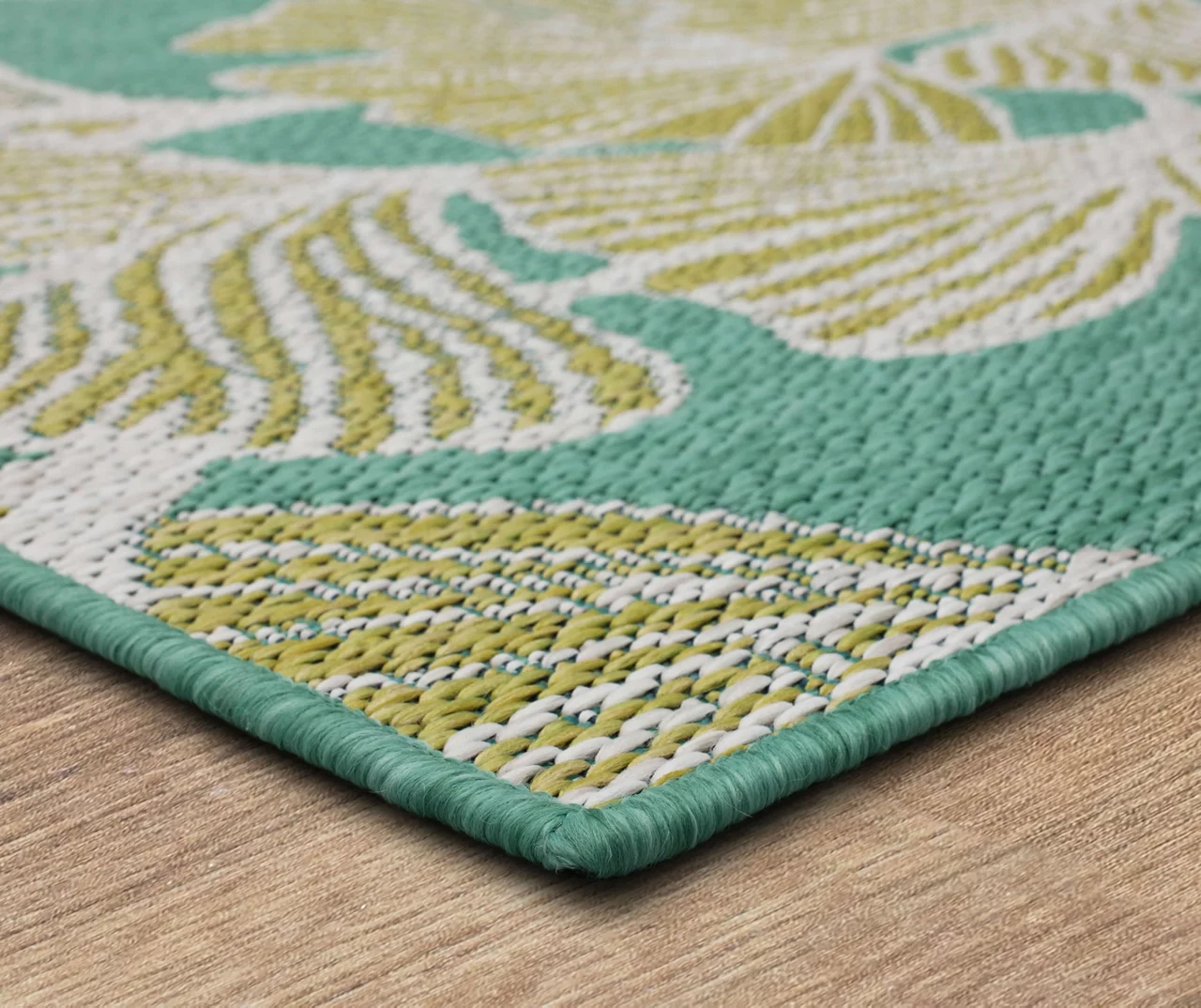 Treasured Garden Lime Green & Turquoise Botanical Outdoor Area Rug, (2.5' X 6') 4 Treasured Garden Lime Green & Turquoise Botanical Outdoor Area Rug, (2.5' X 6') - Image 2