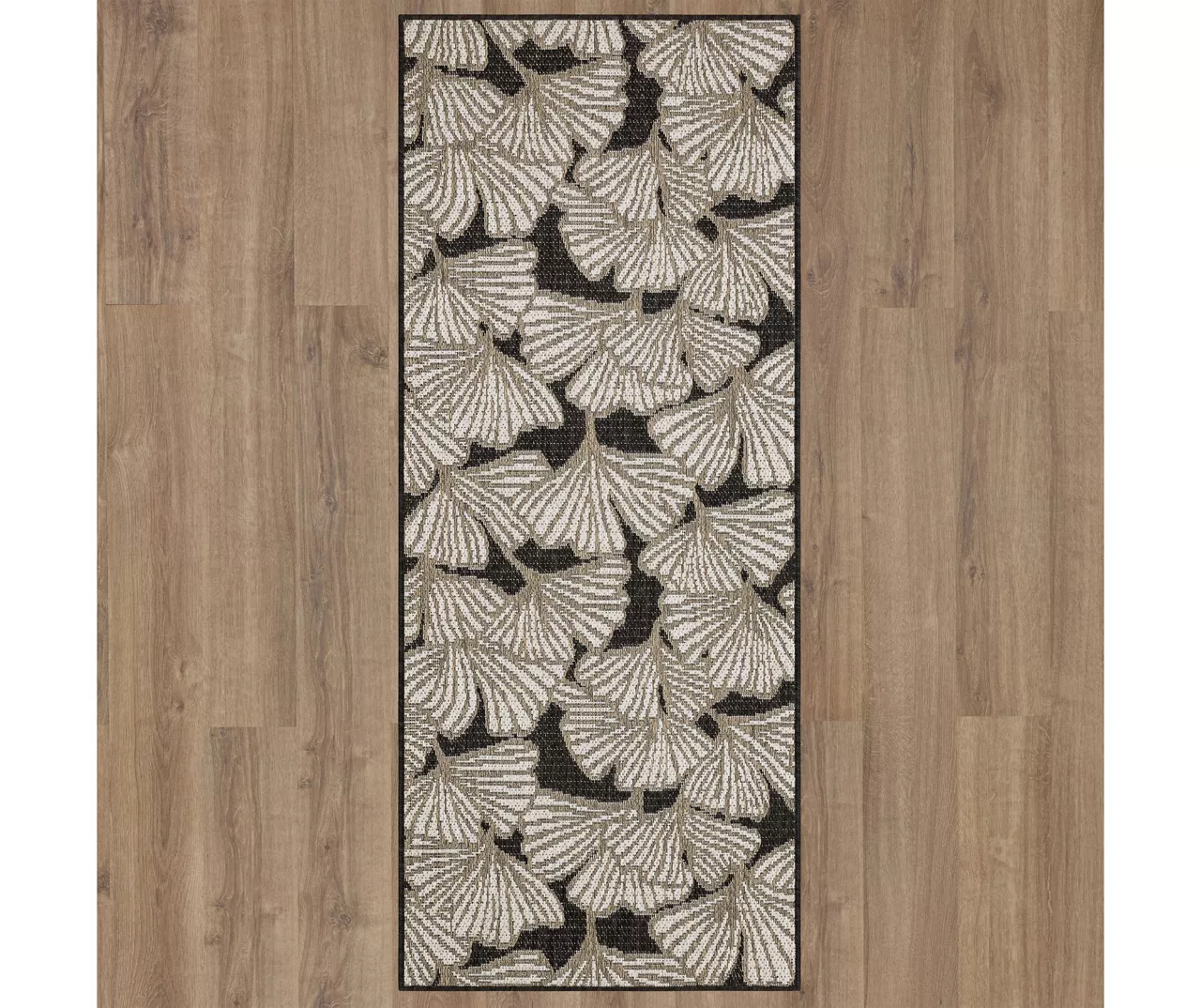 Treasured Garden Dark Gray & White Botanical Outdoor Area Rug, (2.5' X 6') 6 Treasured Garden Dark Gray & White Botanical Outdoor Area Rug, (2.5' X 6') - Image 4