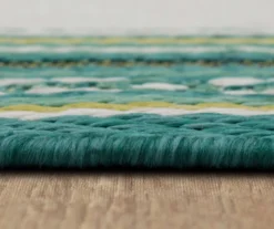Panama Teal & White Geo-Bordered Outdoor Area Rug, (2.5' X 6') -DHP Sales Store 810600362 A8 4