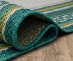 Panama Teal & White Geo-Bordered Outdoor Area Rug, (2.5' X 6') -DHP Sales Store 810600362 A8 5