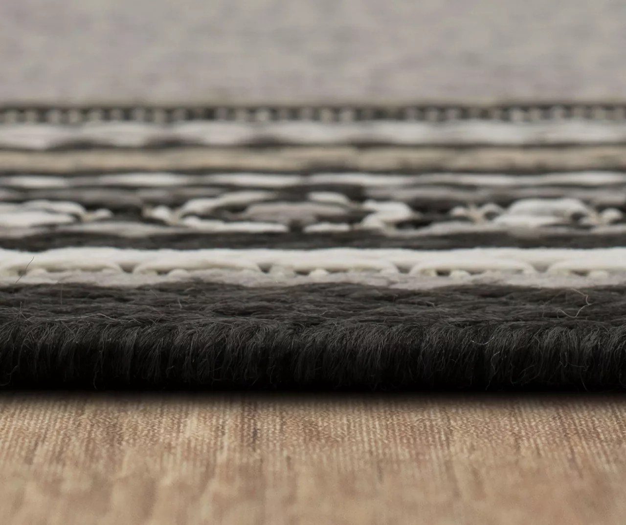 Panama Dark Gray & Black Geo-Bordered Outdoor Area Rug, (2.5' X 6') 9 Panama Dark Gray & Black Geo-Bordered Outdoor Area Rug, (2.5' X 6') - Image 7