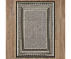 Panama Dark Gray & Black Geo-Bordered Outdoor Area Rug, (4' X 5.5') -DHP Sales Store 810600367 A0 2