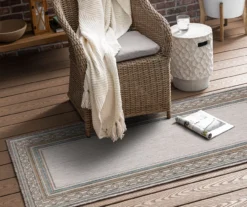 Panama Light Gray & Turquoise Geo-Bordered Outdoor Area Rug, (2.5' X 6') -DHP Sales Store 810600370 A0 3