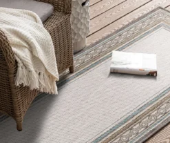 Panama Light Gray & Turquoise Geo-Bordered Outdoor Area Rug, (2.5' X 6') -DHP Sales Store 810600370 A0 4