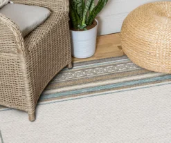 Panama Light Gray & Turquoise Geo-Bordered Outdoor Area Rug, (5' 3" X 7.5') -DHP Sales Store 810600372 A0 4