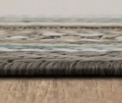 Panama Light Gray & Turquoise Geo-Bordered Outdoor Area Rug, (5' 3" X 7.5') -DHP Sales Store 810600372 A8 4