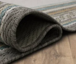 Panama Light Gray & Turquoise Geo-Bordered Outdoor Area Rug, (5' 3" X 7.5') -DHP Sales Store 810600372 A8 5