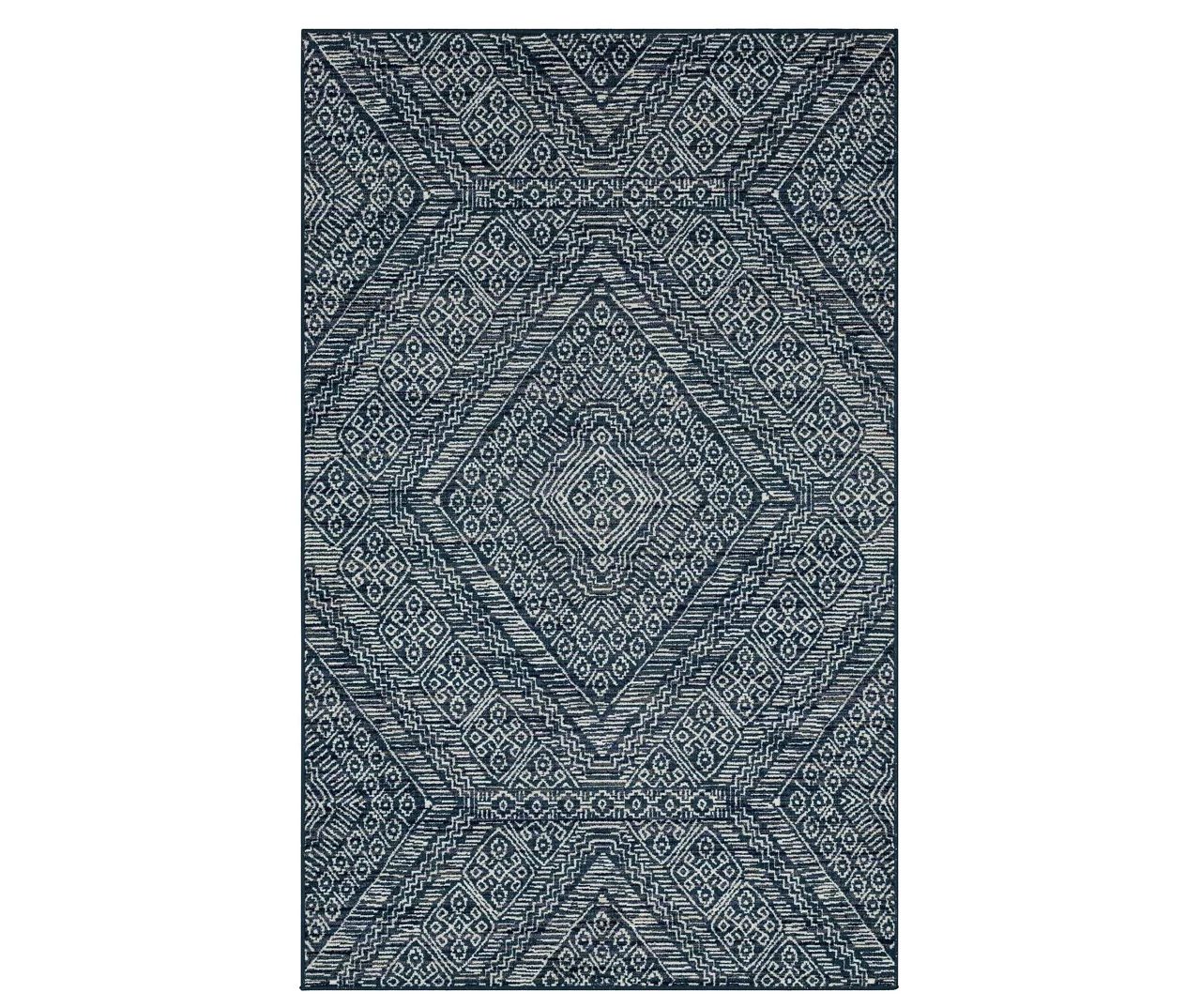 Blue & White Geometric Diamond Area Rug, (5' X 8') 3 Blue & White Geometric Diamond Area Rug, (5' X 8')