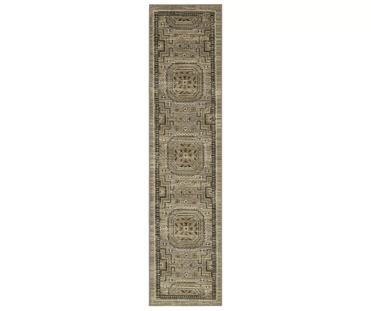Gaston Brown & Gray Geometric Area Rug, (2' X 8') 3 Gaston Brown & Gray Geometric Area Rug, (2' X 8')
