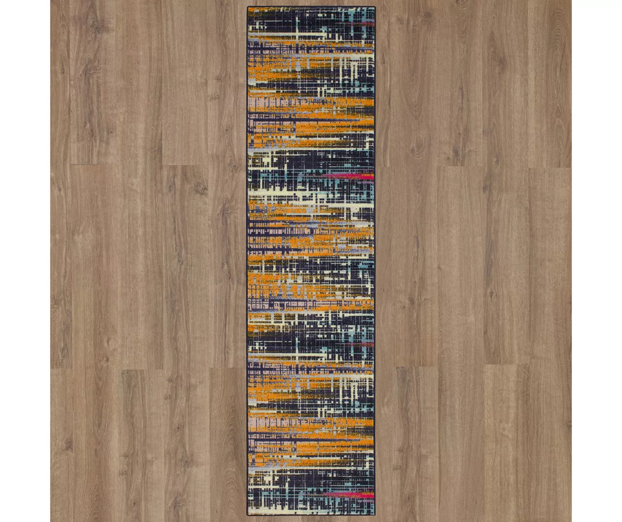 Kaven Orange & Navy Multi-Color Crosshatch Area Rug, (2' X 10') 5 Kaven Orange & Navy Multi-Color Crosshatch Area Rug, (2' X 10') - Image 3