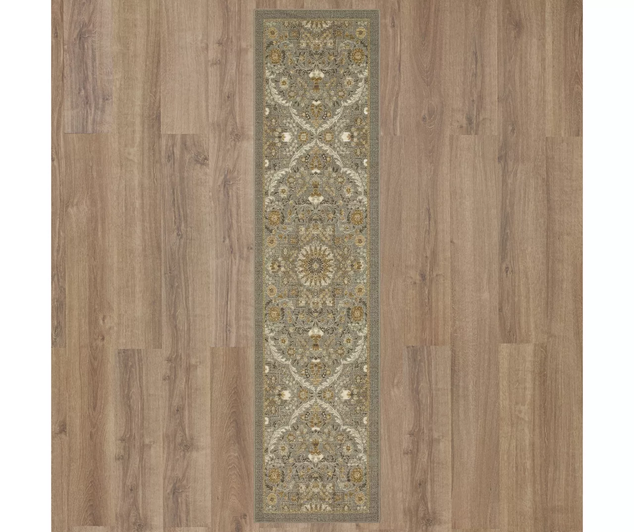 Heatherglen Gray & Beige Ornamental Floral Area Rug, (2' X 8') 5 Heatherglen Gray & Beige Ornamental Floral Area Rug, (2' X 8') - Image 3