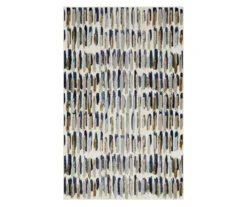 Quicksilver Blue, Brown & White Abstract Area Rug, (6' X 9')
