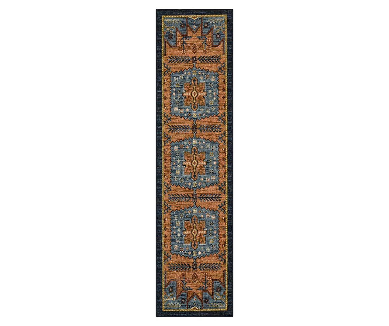 Kenbridge Blue & Brown Geometric Area Rug, (2' X 8') 3 Kenbridge Blue & Brown Geometric Area Rug, (2' X 8')