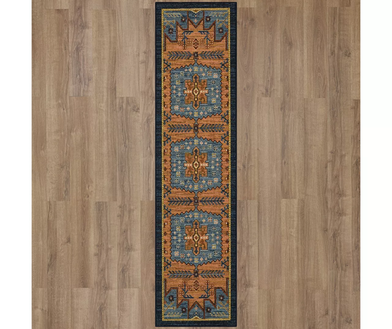 Kenbridge Blue & Brown Geometric Area Rug, (2' X 8') 5 Kenbridge Blue & Brown Geometric Area Rug, (2' X 8') - Image 3