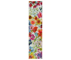 White, Yellow & Red Blossoms Area Rug, (2' X 5')