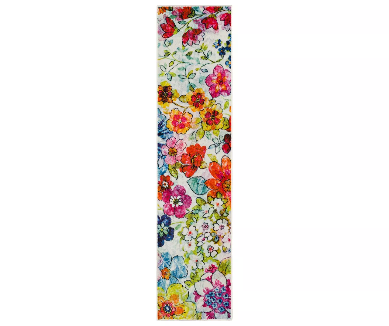 White, Yellow & Red Blossoms Area Rug, (2' X 5') 3 White, Yellow & Red Blossoms Area Rug, (2' X 5')