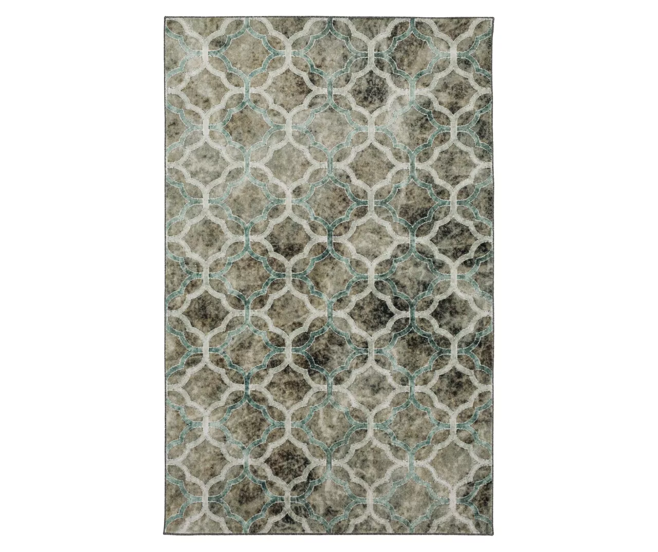 Quatrefoil Fret Charcoal & Dark Teal Area Rug, (2' X 3') 3 Quatrefoil Fret Charcoal & Dark Teal Area Rug, (2' X 3')