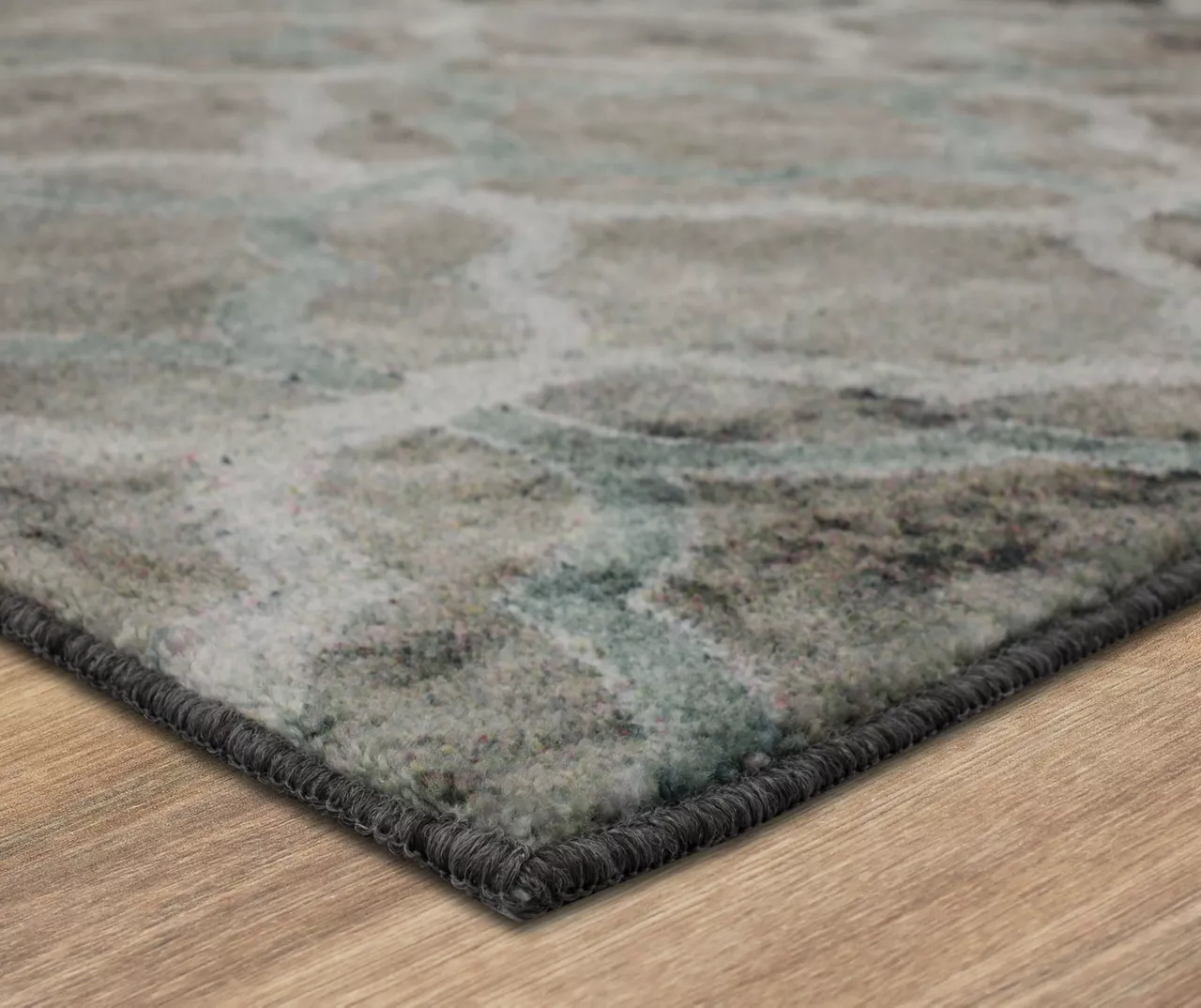 Quatrefoil Fret Charcoal & Dark Teal Area Rug, (2' X 3') 4 Quatrefoil Fret Charcoal & Dark Teal Area Rug, (2' X 3') - Image 2