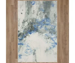 Gold Vein Gray & Blue Abstract Area Rug, (5' X 8')