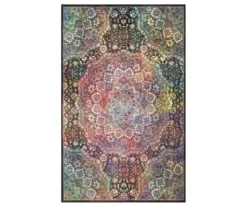 Joliet Black & Multi-Color Mandala Area Rug, (4' X 6')