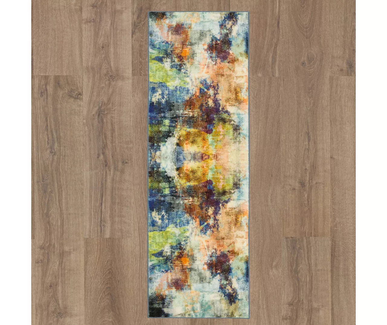 Decollage Blue & Orange Abstract Area Rug, (2' X 8') 5 Decollage Blue & Orange Abstract Area Rug, (2' X 8') - Image 3
