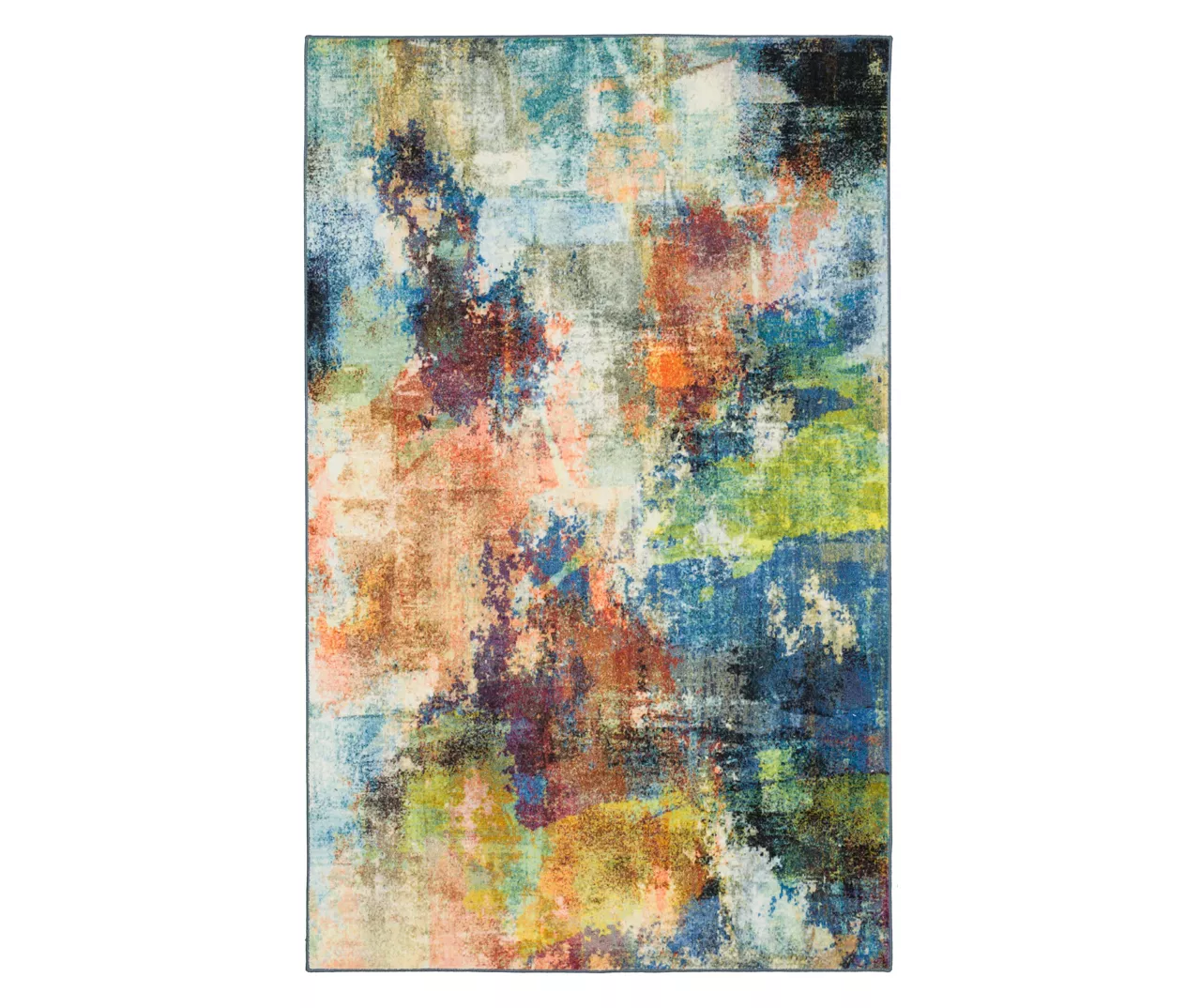 Decollage Blue & Orange Abstract Area Rug, (8' X 10') 3 Decollage Blue & Orange Abstract Area Rug, (8' X 10')
