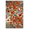 Tossed Floral Orange & Multi-Color Area Rug, (5' X 8')
