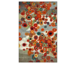 Tossed Floral Orange & Multi-Color Area Rug, (5' X 8')