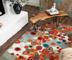 Tossed Floral Orange & Multi-Color Area Rug, (5' X 8') -DHP Sales Store 810600629 A0 4