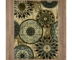 Mohawk Inspired India Beige & Dusty Blue Medallion Area Rug -DHP Sales Store 810600634 A0 2