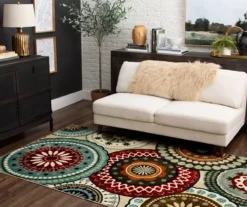 Suzani Blue & Red Medallion Area Rug, (5' X 8') -DHP Sales Store 810600648 A0 3 1