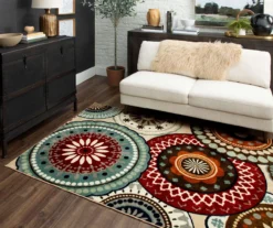 Suzani Blue & Red Medallion Area Rug, (5' X 8') -DHP Sales Store 810600648 A0 4 1