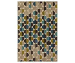 Mohawk Brock Lagoon Blue & Olive Geometric Area Rug