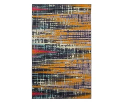 Kaven Orange & Navy Crosshatch Area Rug, (2' X 3')