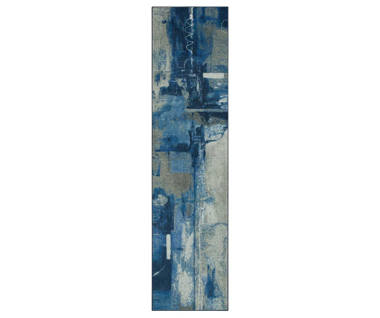 Fusion Blue & Gray Abstract Area Rug, (2' X 6') 3 Fusion Blue & Gray Abstract Area Rug, (2' X 6')
