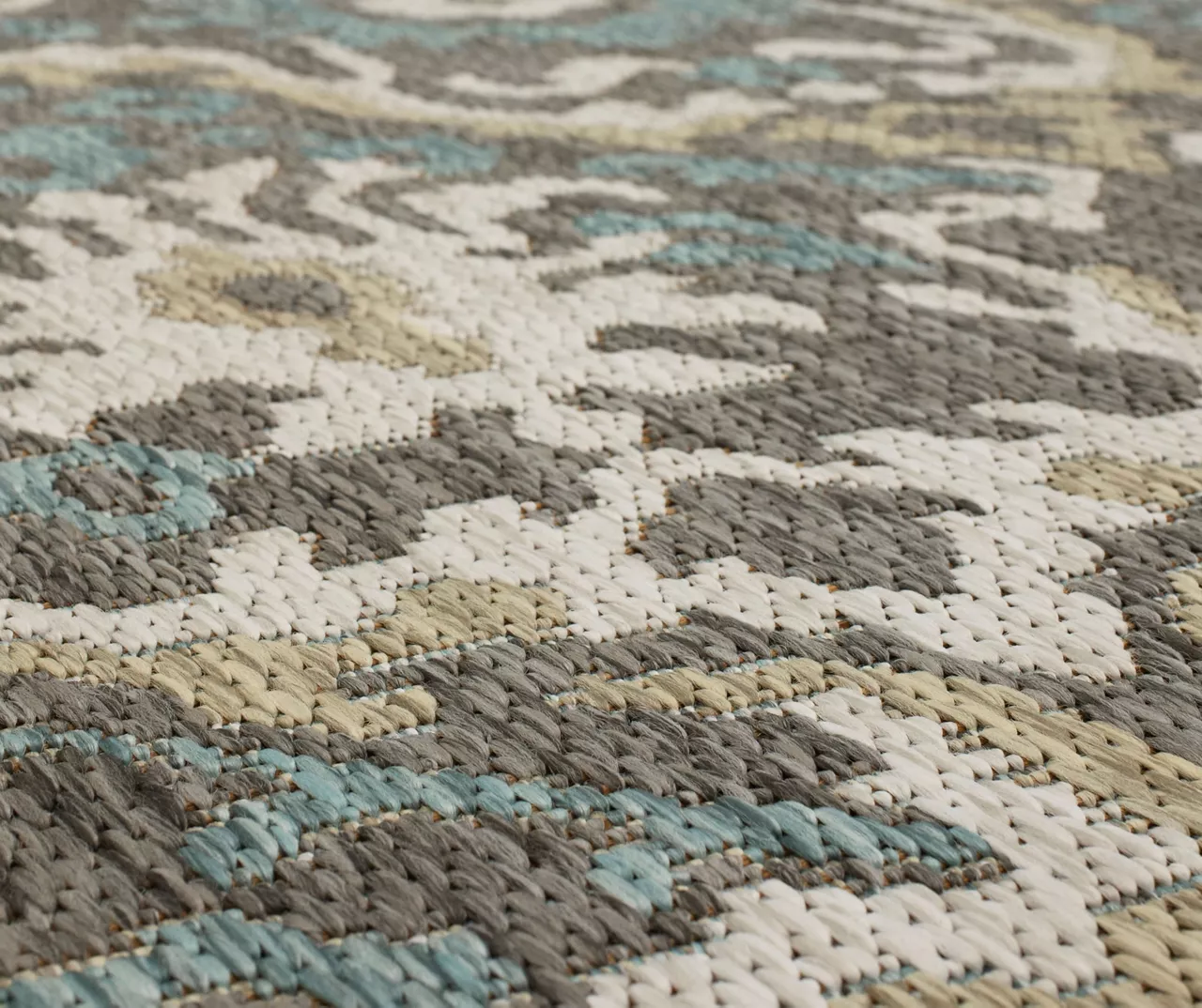 Coastal Desire Light Gray & Turquoise Ornamental Outdoor Area Rug, (8' X 10') 7 Coastal Desire Light Gray & Turquoise Ornamental Outdoor Area Rug, (8' X 10') - Image 5