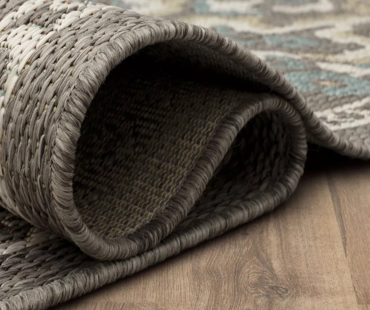 Coastal Desire Light Gray & Turquoise Ornamental Outdoor Area Rug, (8' X 10') 9 Coastal Desire Light Gray & Turquoise Ornamental Outdoor Area Rug, (8' X 10') - Image 7