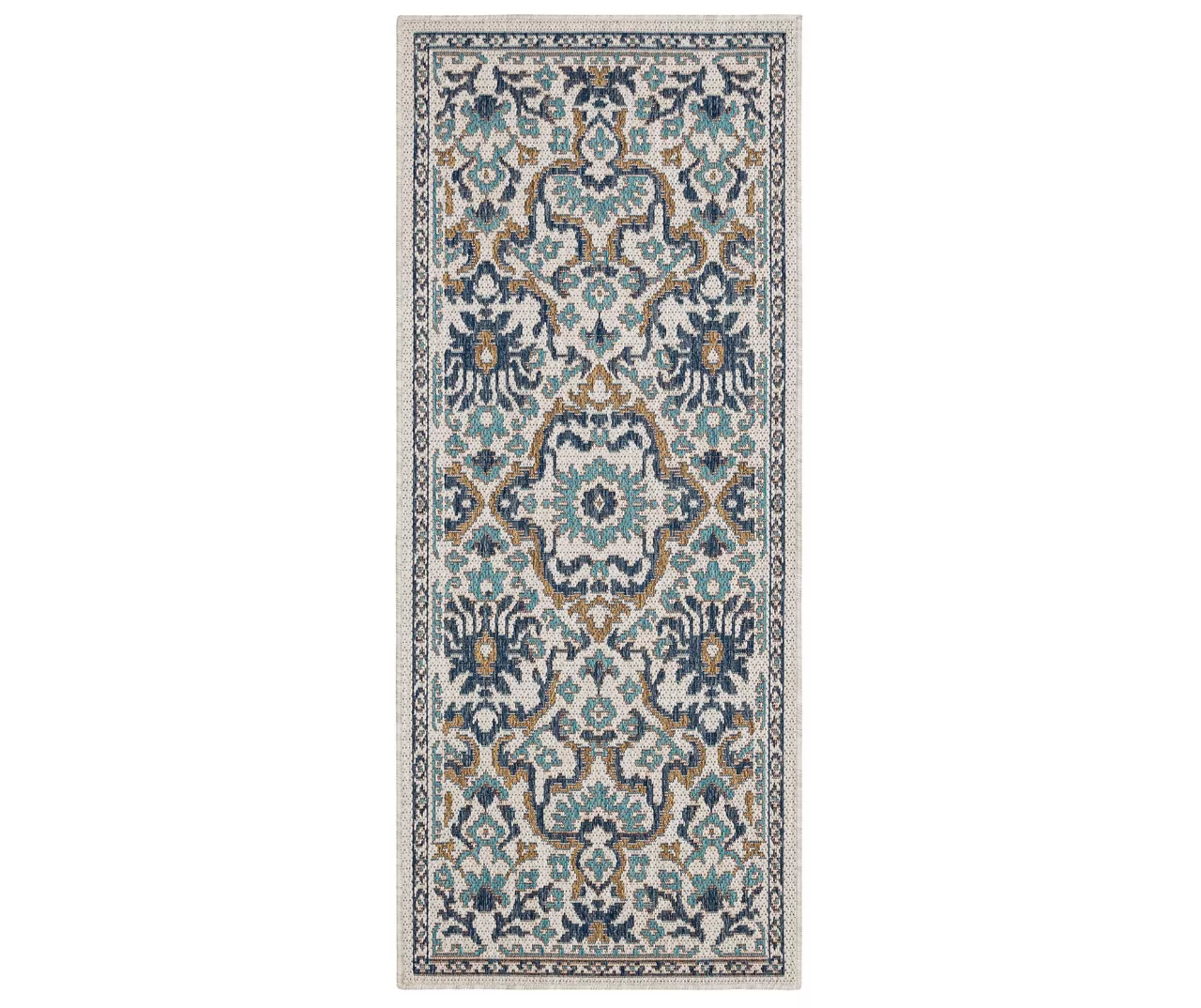 Coastal Desire Blue & Brown Ornamental Outdoor Area Rug, (2.5' X 6') 3 Coastal Desire Blue & Brown Ornamental Outdoor Area Rug, (2.5' X 6')