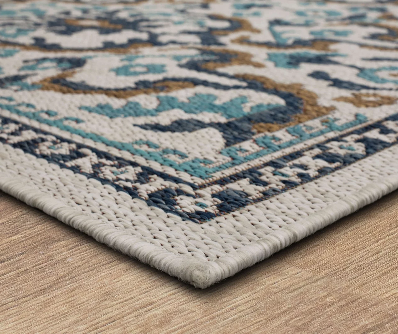 Coastal Desire Blue & Brown Ornamental Outdoor Area Rug, (5' 3" X 7.5') 4 Coastal Desire Blue & Brown Ornamental Outdoor Area Rug, (5' 3" X 7.5') - Image 2