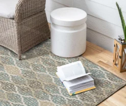 Paradise Grove Light Gray & Turquoise Arabesque Outdoor Area Rug, (5' 3" X 7.5') -DHP Sales Store 810600843 A0 4