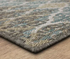 Paradise Grove Light Gray & Turquoise Arabesque Outdoor Area Rug, (5' 3" X 7.5') -DHP Sales Store 810600843 A8 1