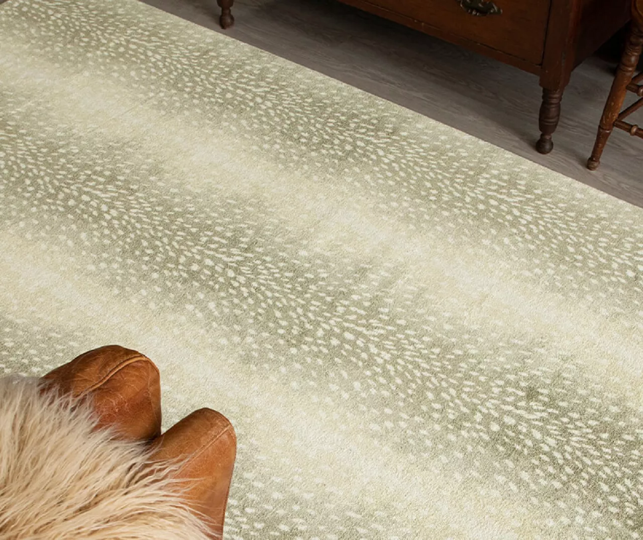 Cream & Gray Antelope Print Area Rug, (5' X 8') 10 Cream & Gray Antelope Print Area Rug, (5' X 8') - Image 8