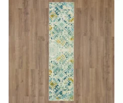 Danae Teal & Beige Geometric Area Rug, (2' X 8') -DHP Sales Store 810600904 A0 2 1